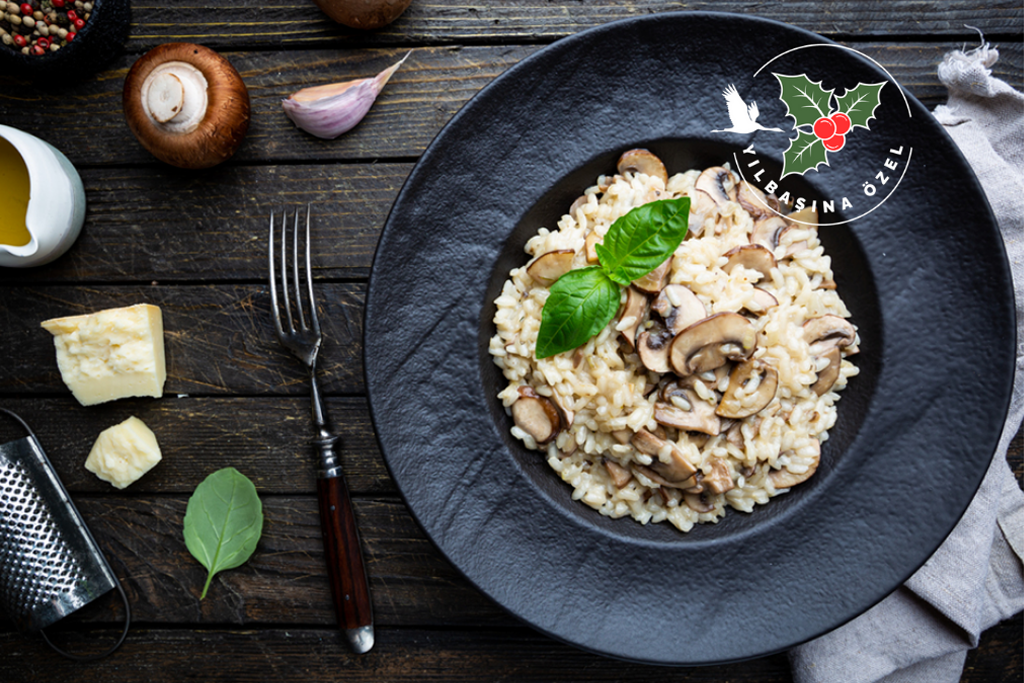 Turna Sızma Zeytinyağı ile Mantarlı Risotto
